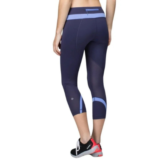 Lululemon Womens 4 Run Inspire  Crop II Cadet Blue Lullaby - Picture 1 of 14